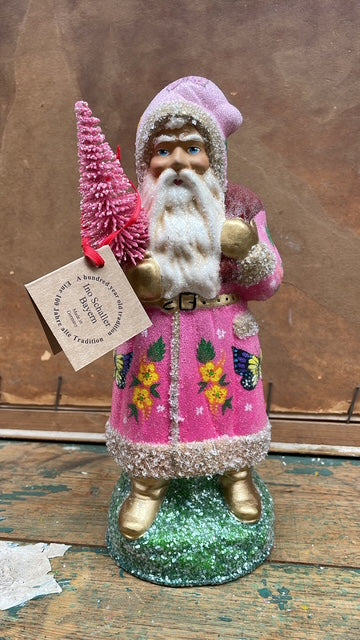 Santa With Butterflies, Faded Rose/Pink with Pink Tree | Ino Schaller