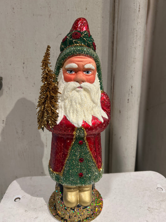 Red Beaded Santa with Holly Decoration and Wreath | Ino Schaller