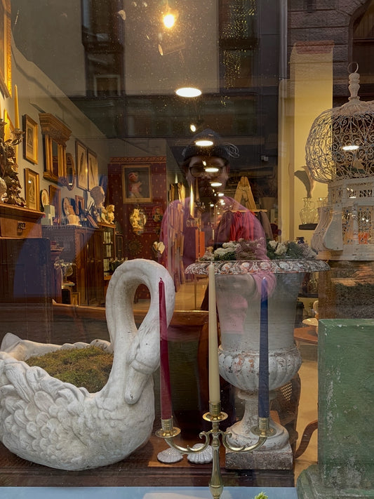 Vintage Cast-Concrete Swan Planter, Early 20th Century