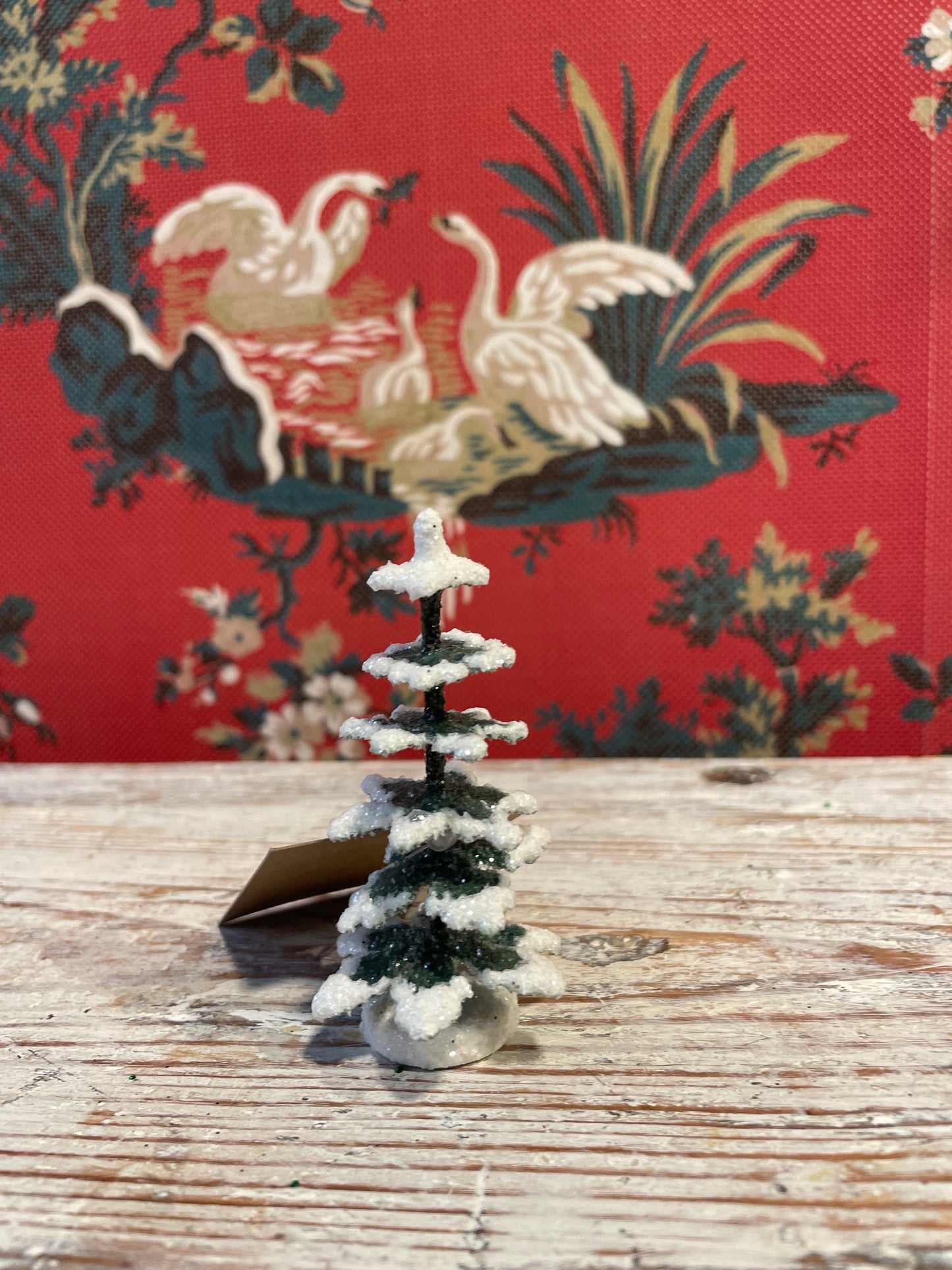 Green  With Snow/Frosted Spruce - Cardboard Christmas Tree - 8cm | Ino Schaller