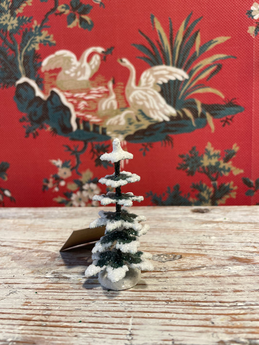 Green  With Snow/Frosted Spruce - Cardboard Christmas Tree - 8cm | Ino Schaller