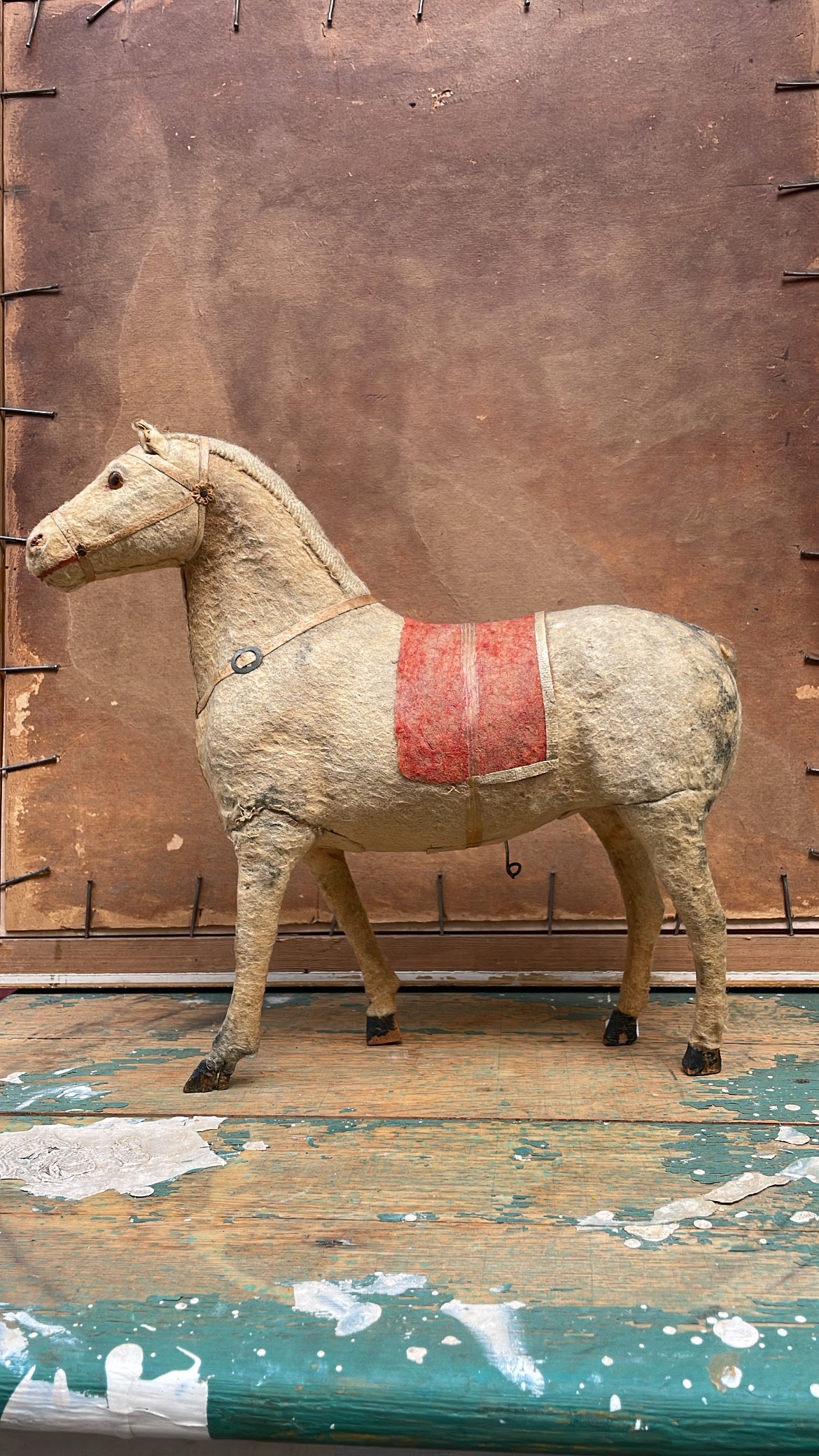 Antique "Talking" Horse Toy with Wire Mechanism, ca. Early 20th Century