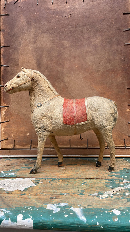 Antique "Talking" Horse Toy with Wire Mechanism, ca. Early 20th Century