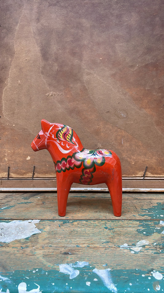 Antique Swedish Dala Horse, Hand-Painted