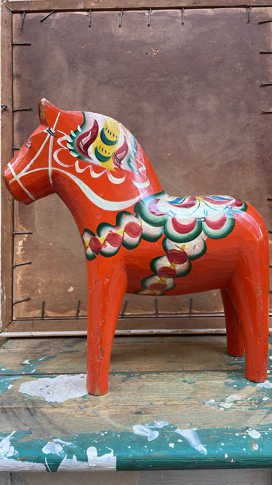 Antique Swedish Dala Horse, Hand-Painted