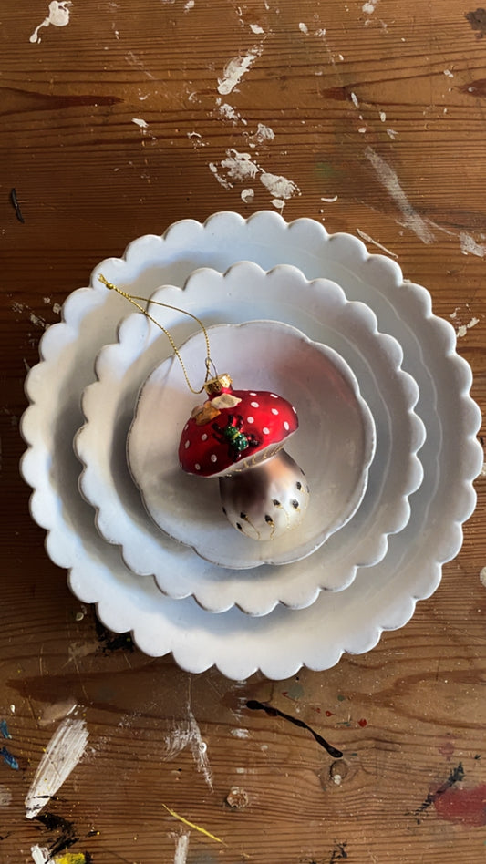 Red Glass Mushroom with Beetle