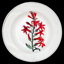 John Derian Cardinal Flower Soup Plate, set of 6 by Astier de Villatte, B2B view on black background