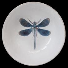 John Derian Dragonfly Small Soup Plate, set of 6 by Astier de Villatte, B2B view on black background