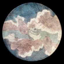 John Derian Small Bison Clouds Plate, set of 6 by Astier de Villatte, B2B view on black background