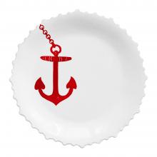 John Derian Large Anchor Dinner Plate, set of 6 by Astier de Villatte, B2B view on black background