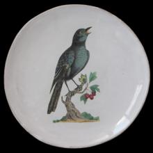 John Derian Medium Blue Sparrow Plate, set of 6 by Astier de Villatte, B2B view on black background