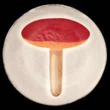 John Derian Small Agaric Alutace Plate, set of 6 by Astier de Villatte, B2B view on black background