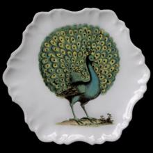 John Derian Peacock Dinner Plate, set of 6 by Astier de Villatte, B2B view on black background