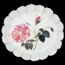 John Derian Rose Dinner Plate, set of 6 by Astier de Villatte, B2B view on black background