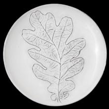 Setsuko Oak Leaf Plate, set of 6 by Astier de Villatte, B2B view on black background