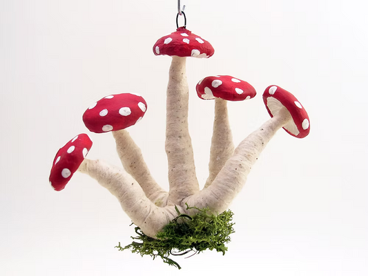 Assorted Mushroom Cluster Ornament| Vintage by Crystal Spun Cotton Ornament | Vintage by Crystal Spun Cotton Ornament