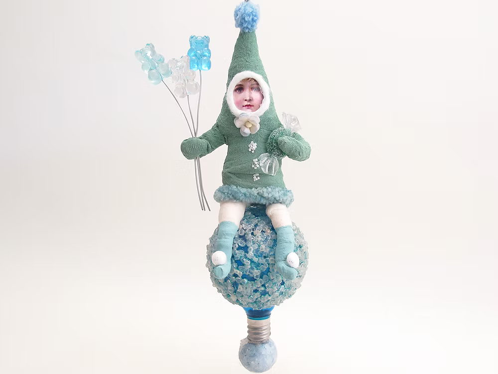 Assorted Popcorn Ball Elf Ornament | Vintage by Crystal Spun Cotton Ornament