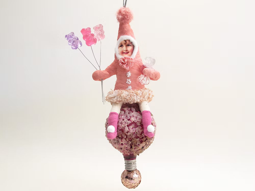 Assorted Popcorn Ball Elf Ornament | Vintage by Crystal Spun Cotton Ornament
