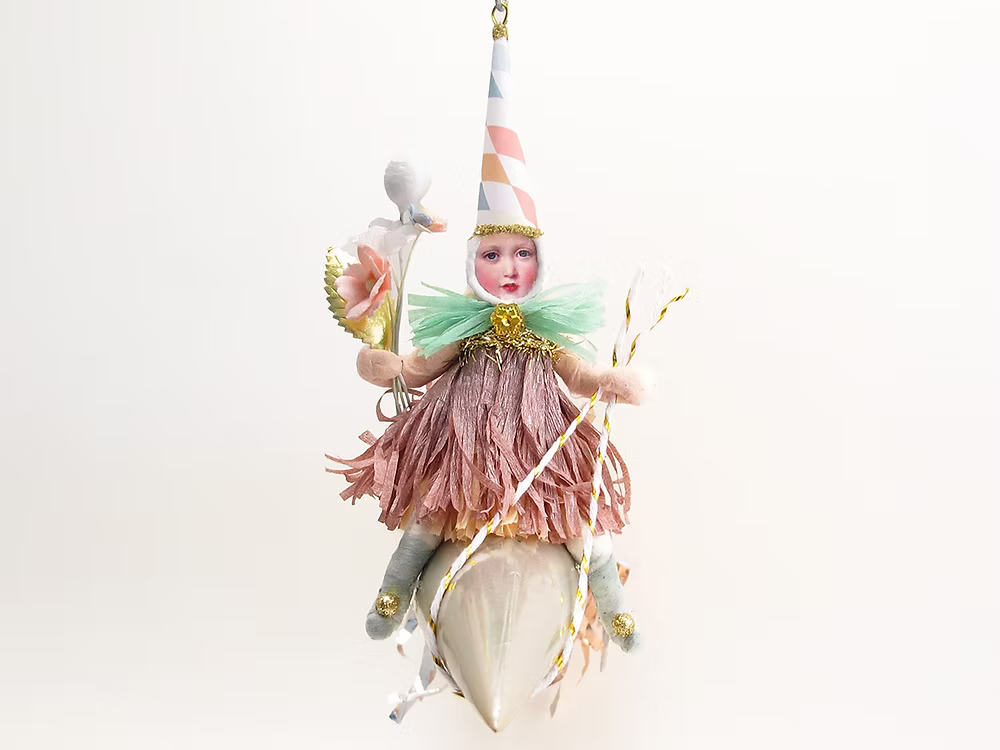 Assorted Rocket Girl Ornament | Vintage by Crystal Spun Cotton Ornament