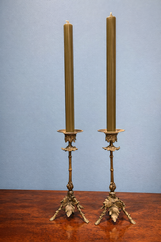 Set of Two Antique French Brass Candlesticks - Ferdinand Barbedienne