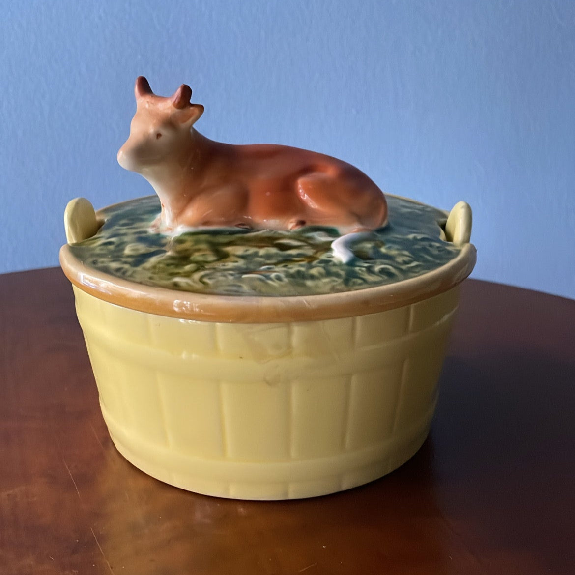 Vintage Cow Lidded Butter Dish Pottery
