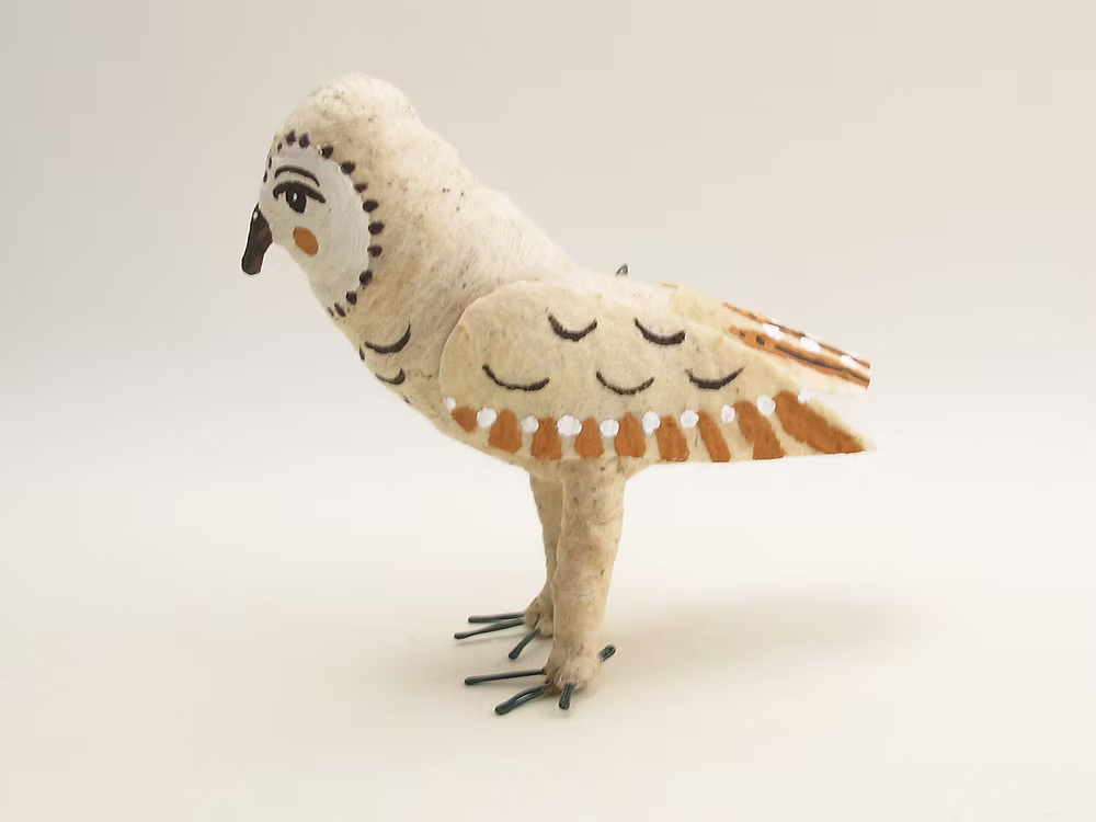 Barn Owl Ornament/Figure | Vintage by Crystal Spun Cotton Ornament