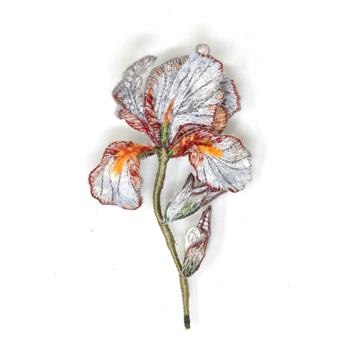 Benton Iris hand-embroidered brooch by Trovelore at BON TON goods