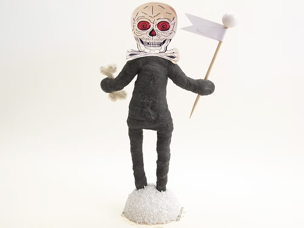 "Boo" Skeleton Figure | Vintage by Crystal Spun Cotton Ornament