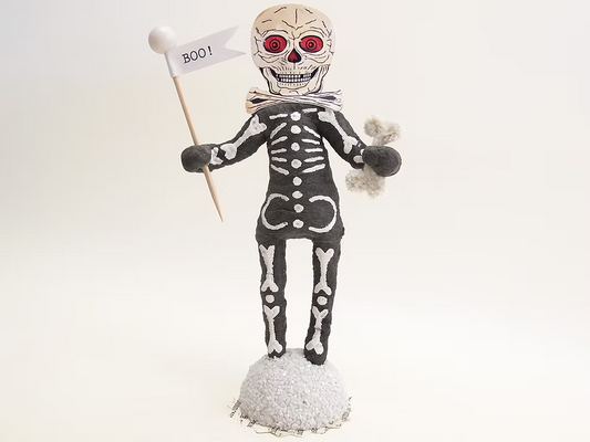 "Boo" Skeleton Figure | Vintage by Crystal Spun Cotton Ornament