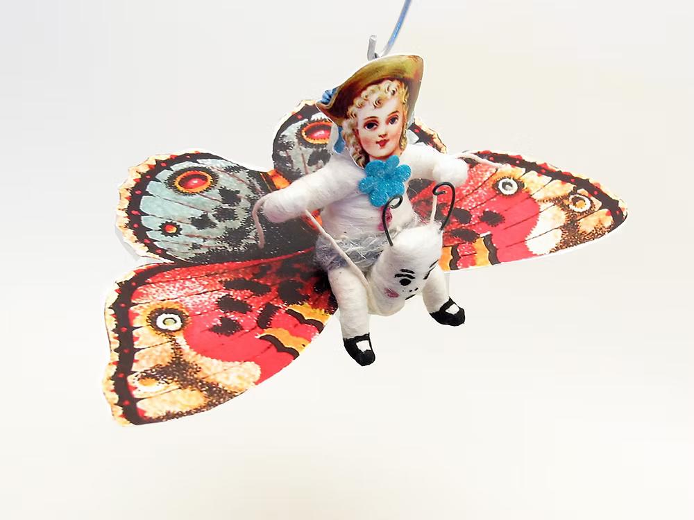 Butterfly Rider Figure/Ornament | Vintage by Crystal Spun Cotton Ornam ...