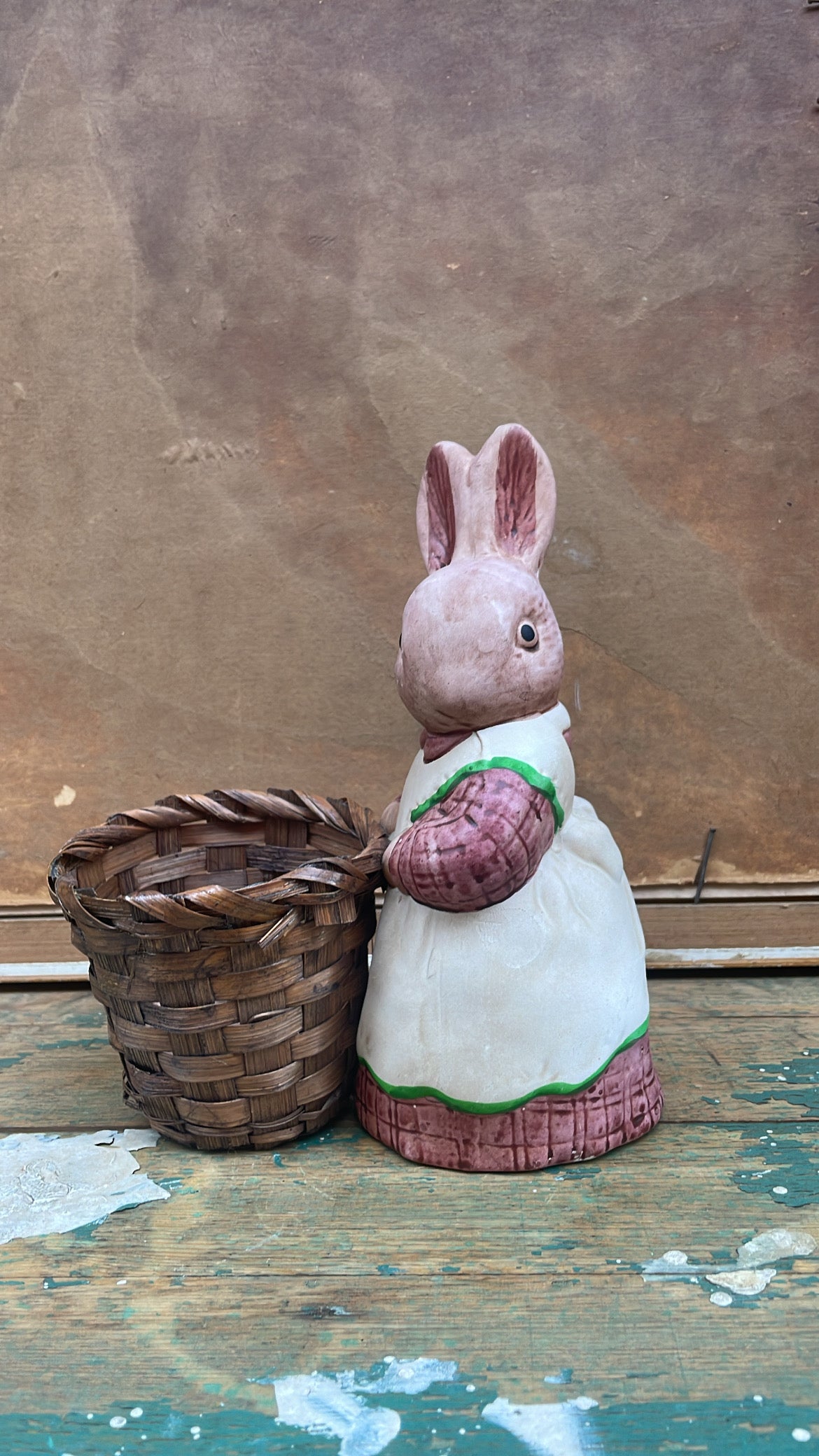 Vintage Rabbit Figurine with Basket