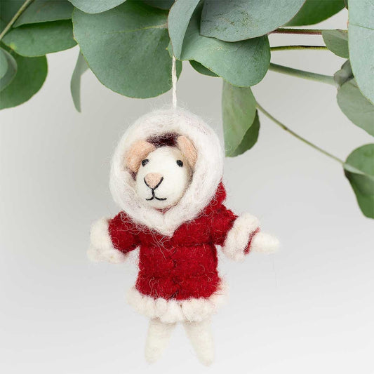 Santa Lady Mouse Ornament