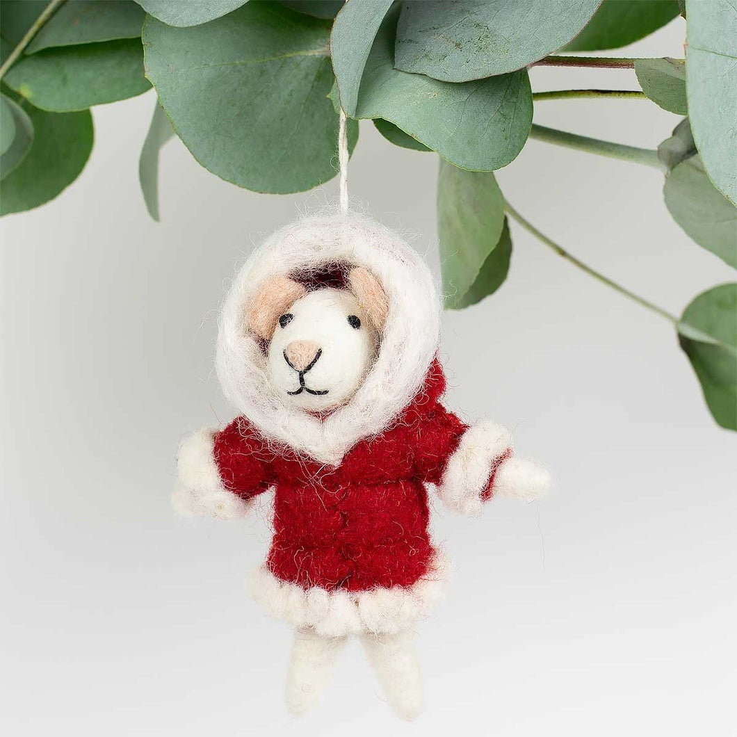 Santa Lady Mouse Ornament