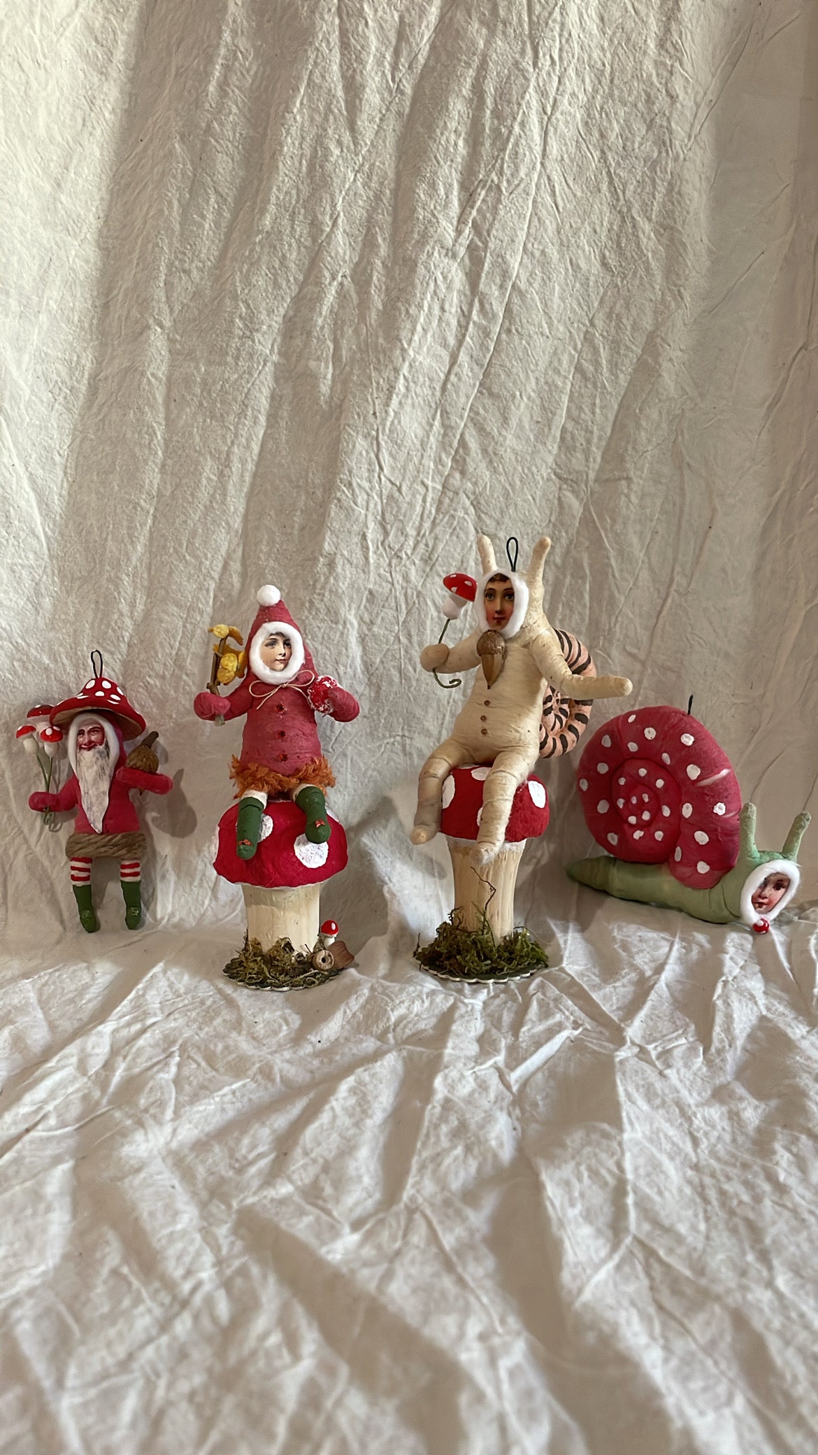 Snail Child On Mushroom - Vintage by Crystal | Vintage by Crystal Spun Cotton Ornament