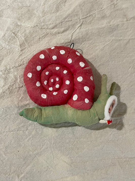 Snail Person -Red Shell Ornament - Vintage by Crystal