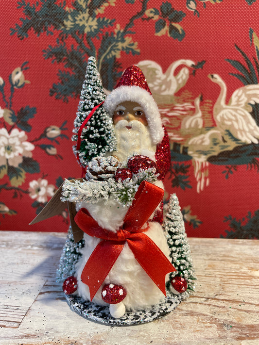 Red Glitter Santa with Bag of Woodland Treats | Ino Schaller