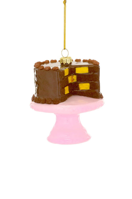 Checkered Cake Glass Ornament