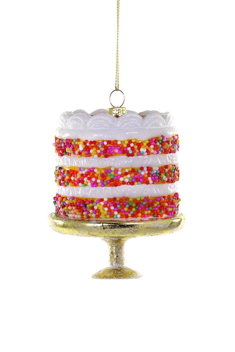 Confetti Confetti Cake Glass Ornament – Storybook Christmas Dessert Decoration