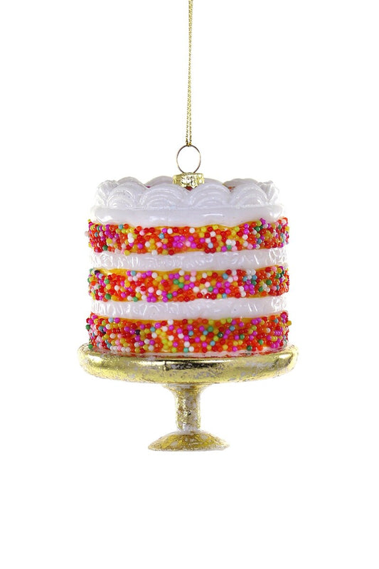 Confetti Confetti Cake Glass Ornament – Storybook Christmas Dessert Decoration