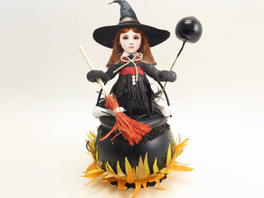 Cauldron Witch Figure | Vintage by Crystal Spun Cotton Ornament