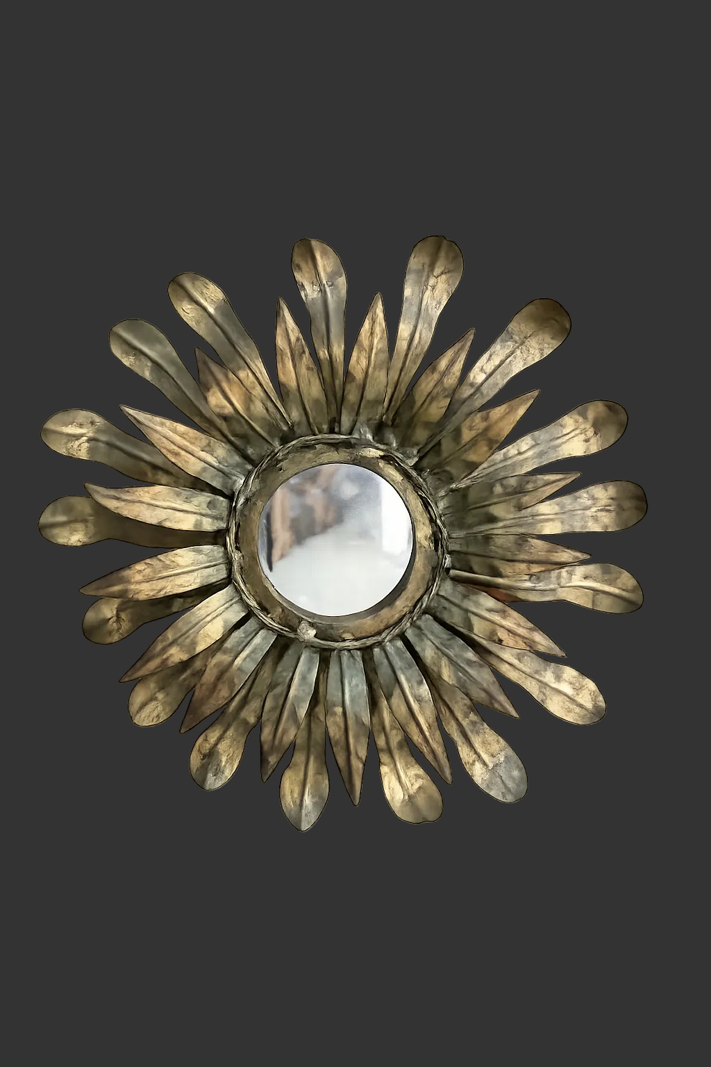 Antique French Brass Starburst Mirror