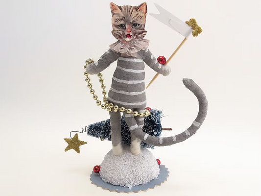 Christmas "Cat-astrophe" Figure | Vintage by Crystal Spun Cotton Ornament