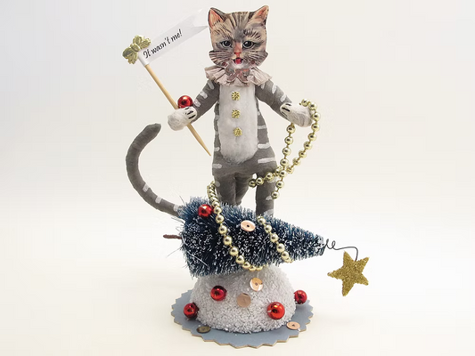Christmas "Cat-astrophe" Figure | Vintage by Crystal Spun Cotton Ornament