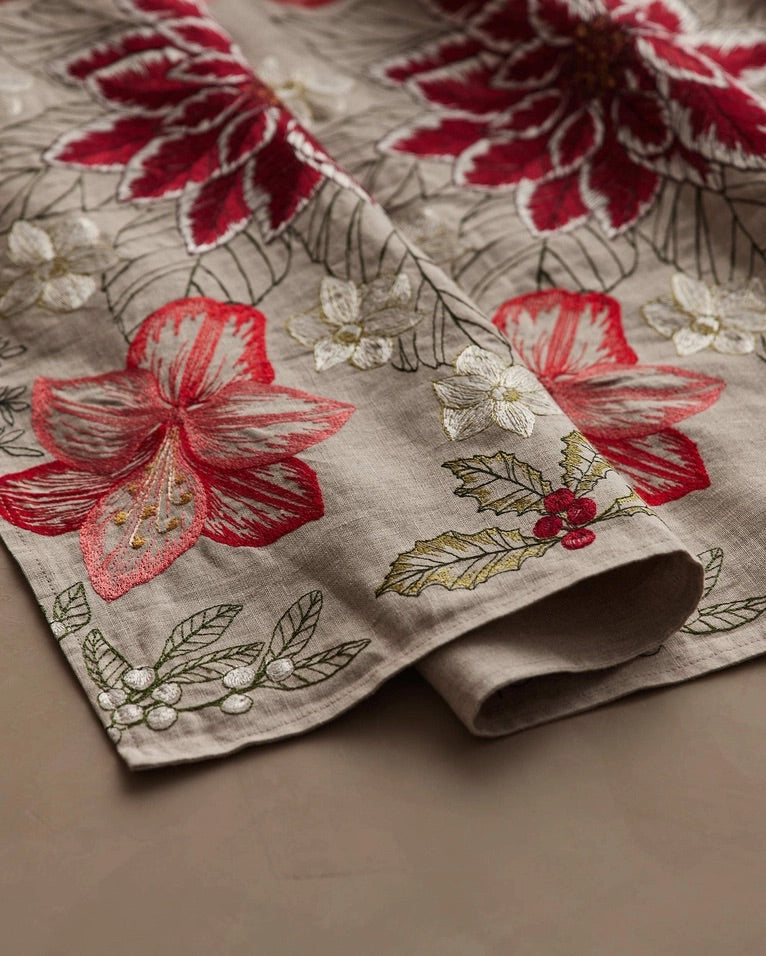 Christmas Flowers Table Runner | Coral & Tusk