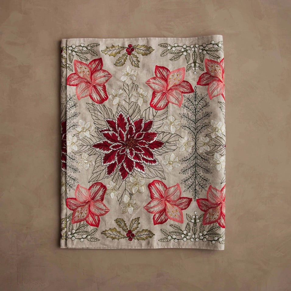 Christmas Flowers Table Runner | Coral & Tusk