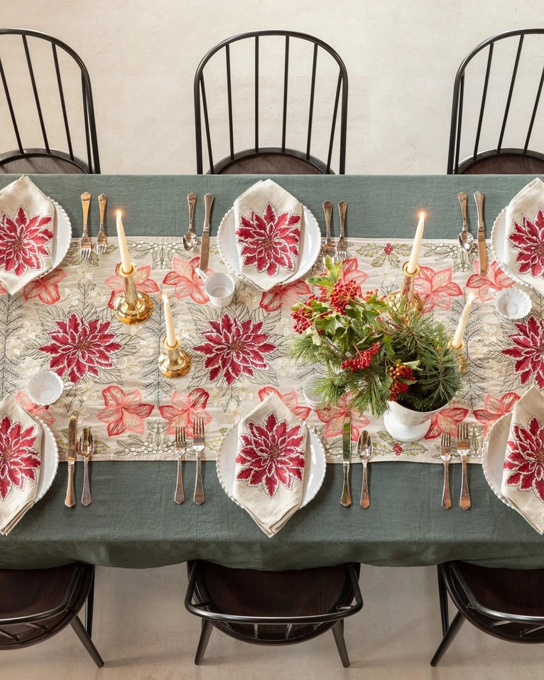 Christmas Flowers Table Runner | Coral & Tusk