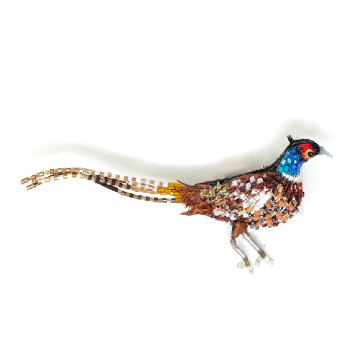 Common Pheasant hand-embroidered brooch by Trovelore at BON TON goods