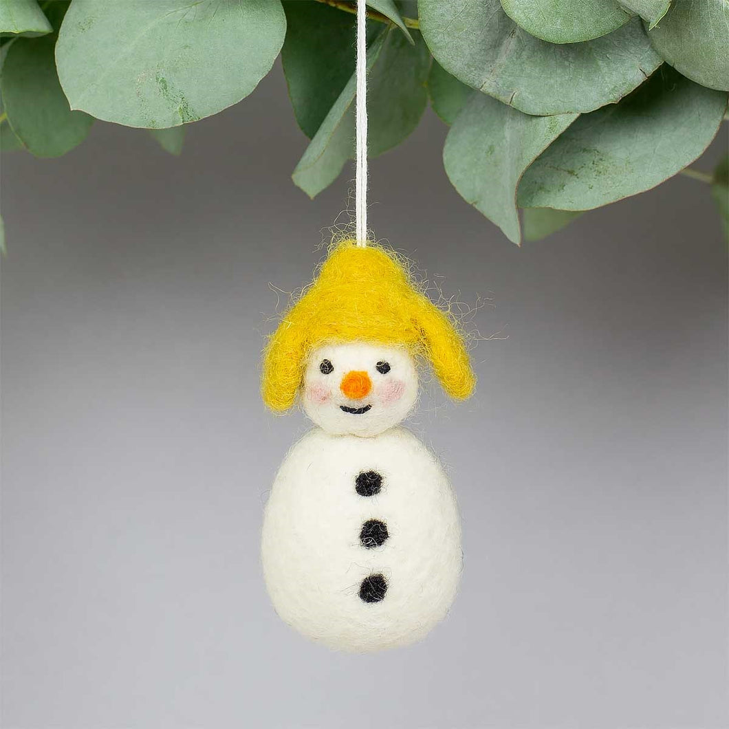Snowman with Yellow Cap Ornament