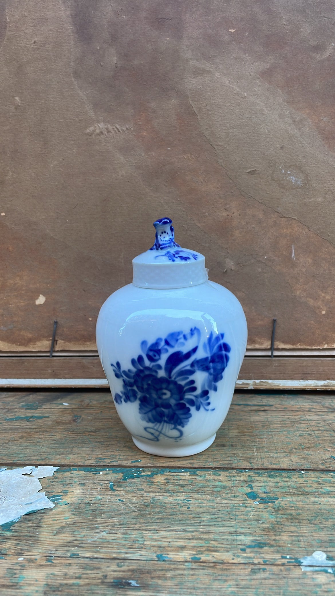 Royal Copenhagen Hand-Painted Blue Floral Urn with Lid