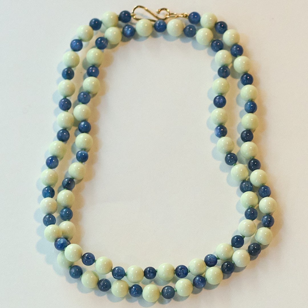 Lemon Chrysoprase & Kyanite Bead Necklace | Mikkel Brøgger